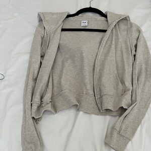 Aritzia - TNA Light Oatmeal Cropped Hoodie